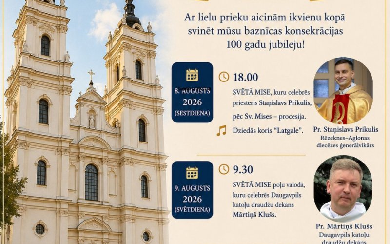 Trīs svētku Svētās Mises Daugavpils Dievmātes Romas katoļu baznīcas konsekrācijas 100. gadadienas ietvaros